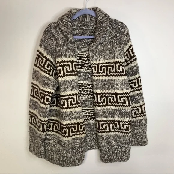 Cowichan Handmade Wool Sweater Jacket XL - Picture 1 of 6